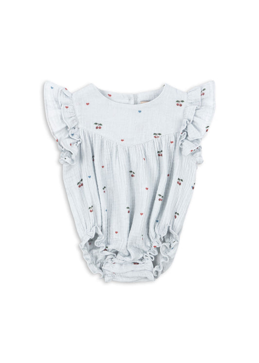 [Konges slojd] Coco Romper GOTS - Cherry Blue Coeur