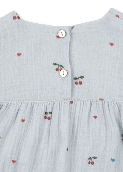 [Konges slojd] Coco Romper GOTS - Cherry Blue Coeur