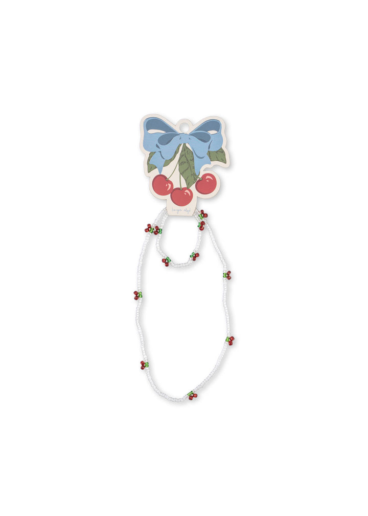 [Konges slojd] Pearly Cherry Necklace And Bracelet Set - Red/Glitter