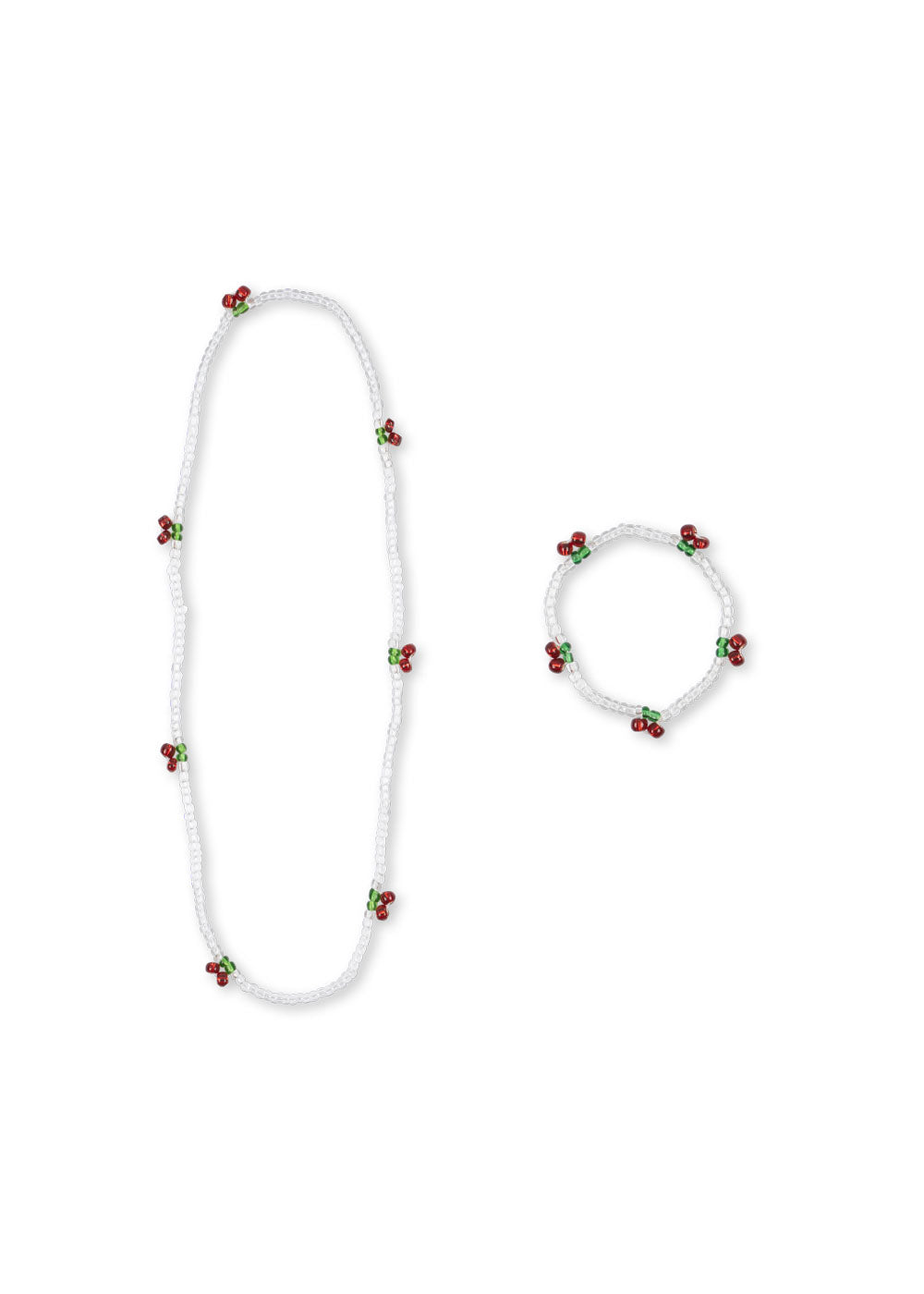 [Konges slojd] Pearly Cherry Necklace And Bracelet Set - Red/Glitter