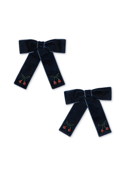 [Konges Slojd]2Pack Juliette Bow Hair Clip - Navy