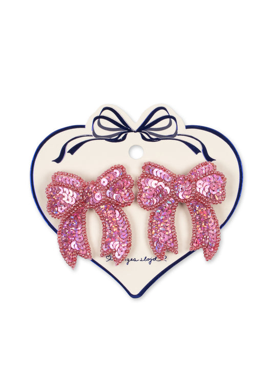 [Konges Slojd]2Pack Sequin Bow Hair Clip - Rapture Rose