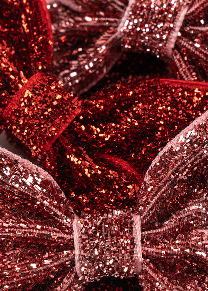 [Konges Slojd]4Pack Micki Bow Hair Clips - Red Glitter/Rose Glitter