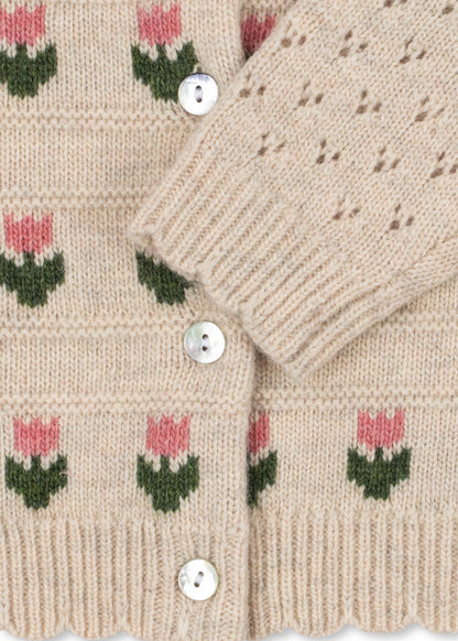 [Konges slojd]Belle Cardigan - Cream And Tulips