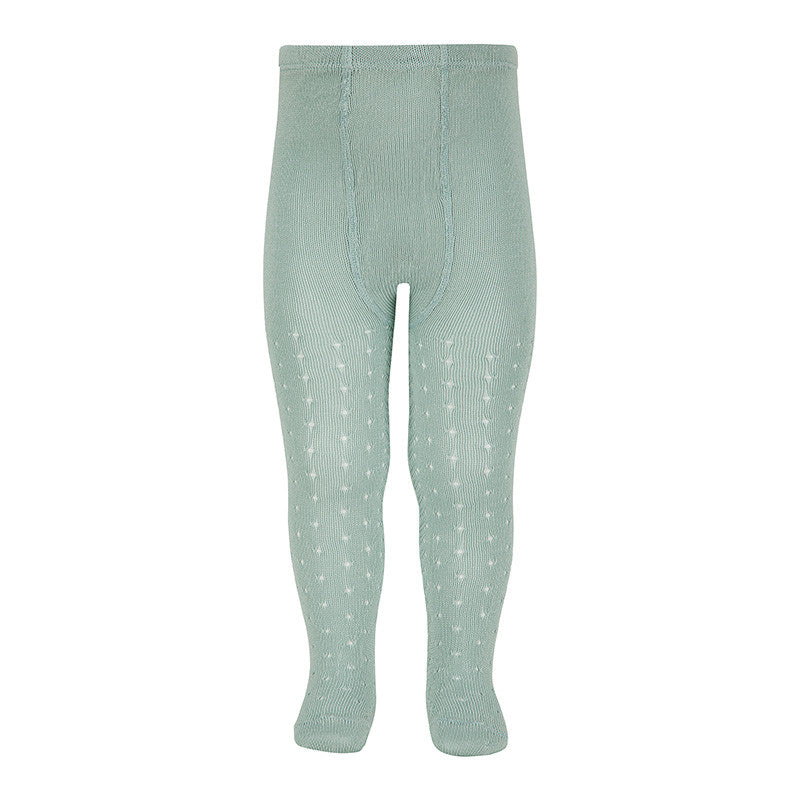 [Condor] Perle Openwork Tights With Dot And Spike Openwork - [495 Sea Mist ]