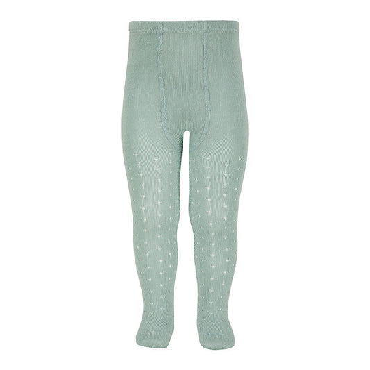 [Condor] Perle Openwork Tights With Dot And Spike Openwork - [495 Sea Mist ]