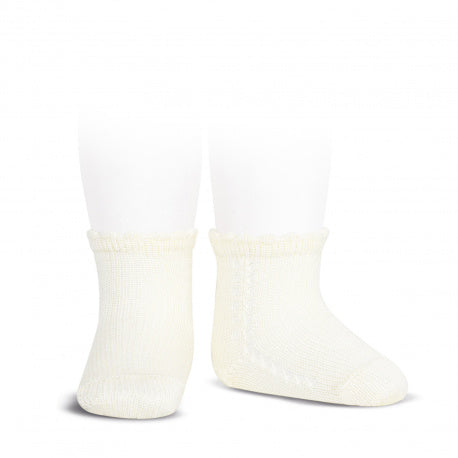 [Condor] Perle Cotton Socks with Side Openwork - Beige