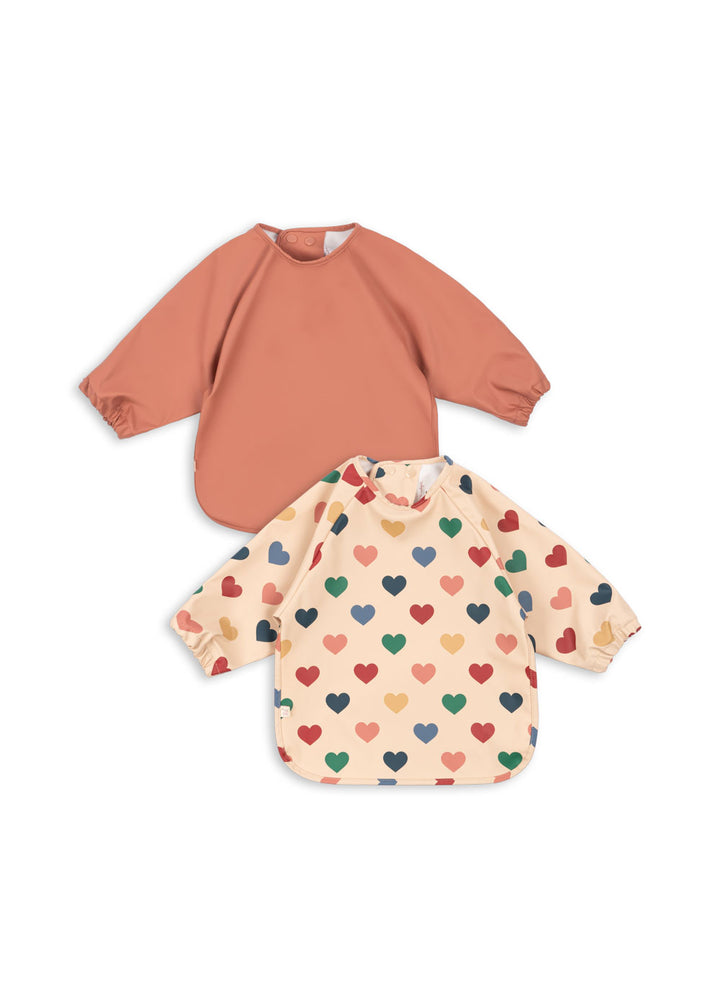 [Konges slojd] 2Pack Dinner Bib With Sleeve - Coeur Colore Frappe/Canyon