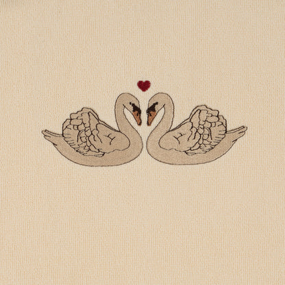 [Konges slojd] Terry Poncho Embroidery GOTS - Swan