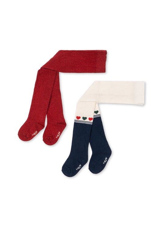 [Konges slojd] 2Pack Lurex Tights - Heart Mix