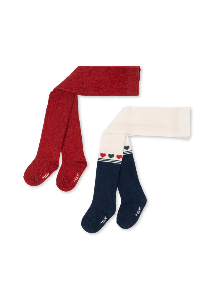 [Konges slojd] 2Pack Lurex Tights - Heart Mix