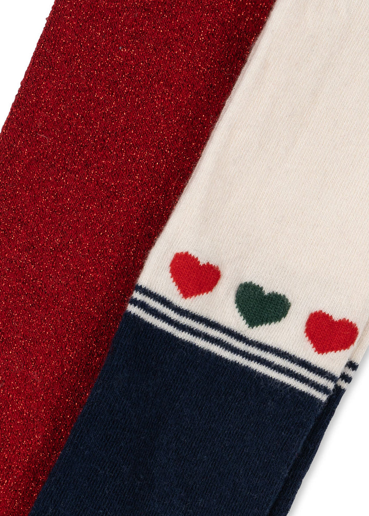 [Konges slojd] 2Pack Lurex Tights - Heart Mix