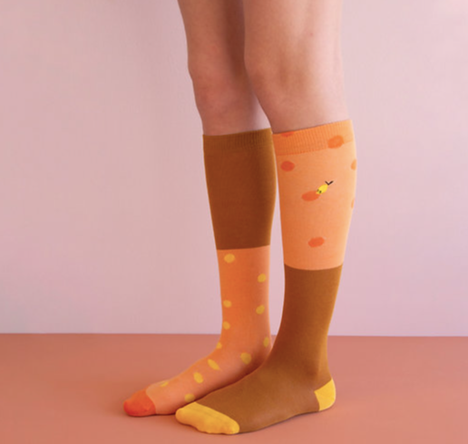 knee high socks | coloured freckles | faded orange + caramel fudge