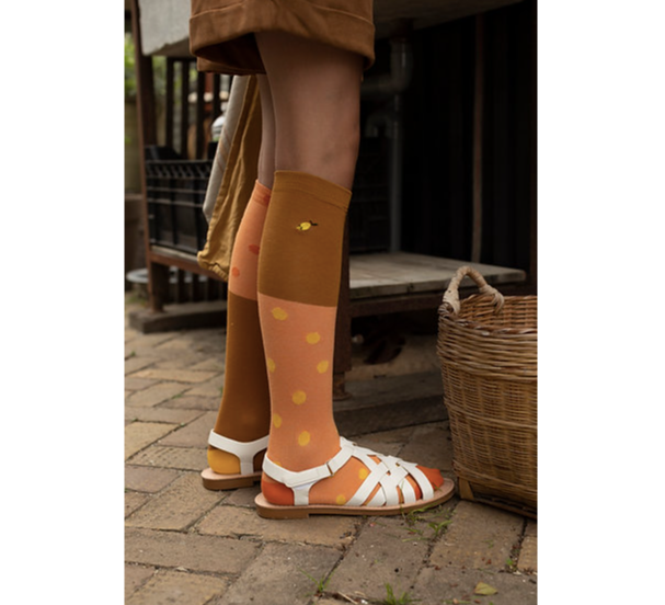 knee high socks | coloured freckles | faded orange + caramel fudge