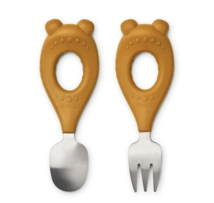 STANLEY BABY CUTLERY SET MR BEAR / GOLDEN CARAMEL