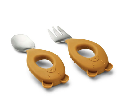 STANLEY BABY CUTLERY SET MR BEAR / GOLDEN CARAMEL